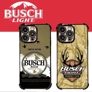 Busch Light Beer Lover Retro Pattern Tough Electroplated TPU Casing For iphone 16 15 14 13 12 11 X XS PRO PLUS MAX Four Corners Anti-Fall Transparent Soft Silicone Gift Shockproof Protection Anti-Drop Protective Protector Phone Cases Shell Cover AM1379