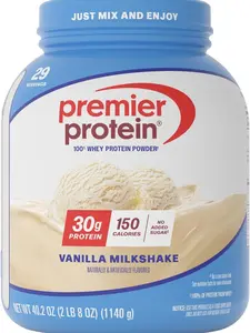Premier Protein Powder, Vanilla Milkshake, 30g Protein, 1g Sugar, Gluten Free, No Soy, 40.2 oz (29 Servings)