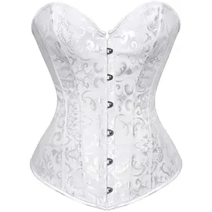 Corsets and Bustiers for Women Top Christmas Sexy Corselet Satin Overbust Brocade Vintage Plus Size Green Black White Red Cheap