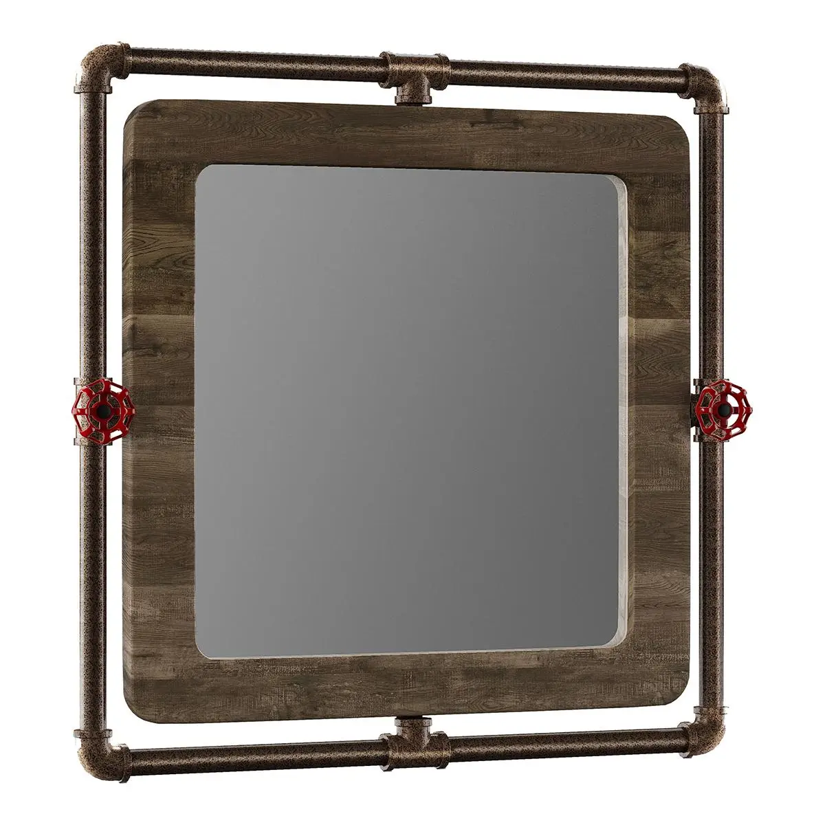 24/7 Shop At Home Decorative Industrial Farmhouse Entryway Vintage Wooden Metal Framed Rectangular Wall Mirror for Bathroom Living Room Bedroom Decor Mdf Wood Accent Mirror Stainless Steel Frame Rustic Copper Brushed Frame Matches Any Wall Style