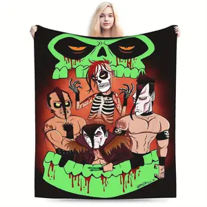 The Misfits band themed print super soft flannel blanket, soft and comfortable, suitable for all seasons, suitable for sofa bed, office, travel