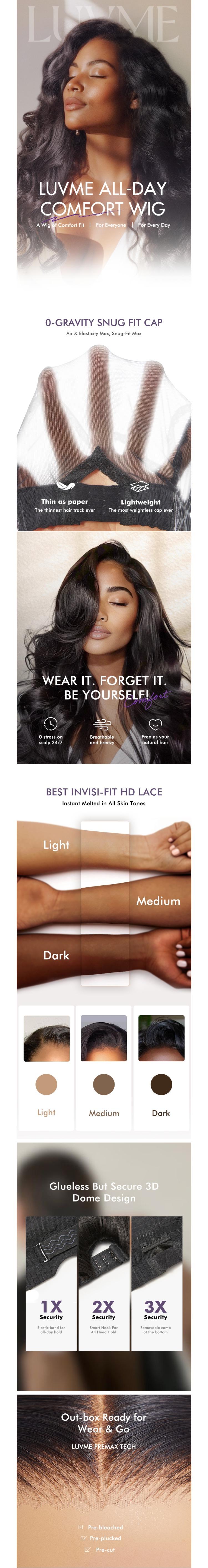 Luvme All-Day Comfort™ Wig Loose Body Wave Glueless 7x6 Closure HD Lace Human Hair Wig with Bangs Pre-Cut Lace[LIVE]