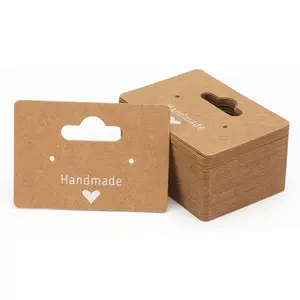 joycraft 100Pcs Earring Cards, 2x1.3 Inch Brown Earring Display Holder Cards, Blank Paper Tags with 2 Holes, Hanging Jewelry Display Tags for Selling, Retail, DIY Craft