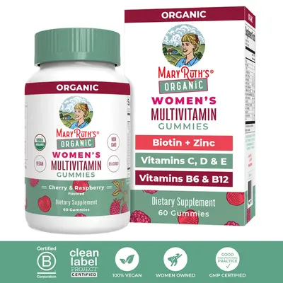 MaryRuth's USDA Organic Multivitamin Gummies for Women - Hair & Skin Health - Immune Support - Cognitive Function - Healthy Vision - Vegan - 60 Count