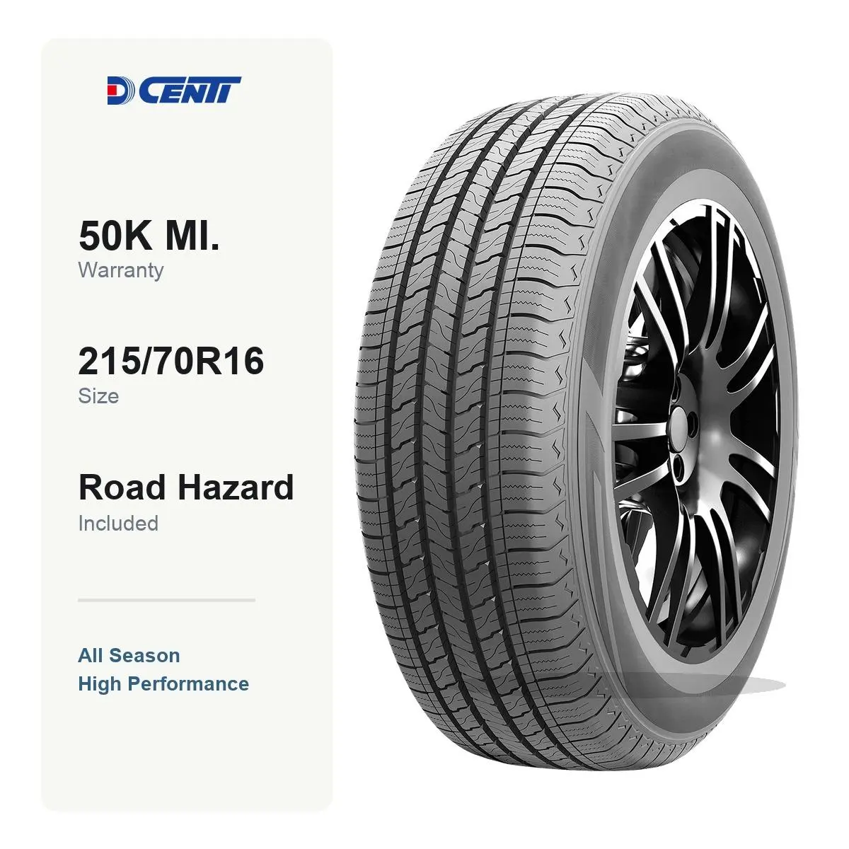 DCENTI DC66 215/70R16 100T | All Season Tire, High Performance, 50K Mile Warranty, Road Hazard, Fits select Honda CR-V, Toyota RAV4 & more, For Sedan/Crossover/SUV