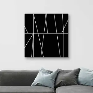 Begin Home Decor C1RC32328M0YOV 32 x 32 in. White Stripes on Black Background - Shapes Contemporary Canvas