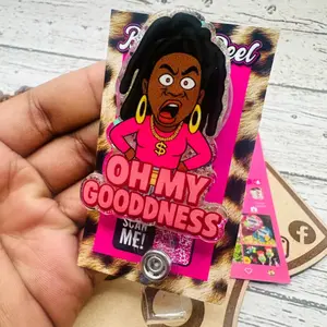 Oh my Goodness Nostalgia Hospital ID Healthcare Worker Lab Nurse Xray Pharmacy Reg Acrylic Badge Clip Nurse Badge Reel