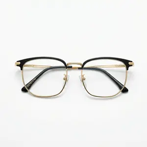 Photochromic Reading Glasses for Men & Women, Italian-Inspired Black Gold Browline Frame, Light Adaptive Lenses, Comfortable Eyewear with Case & Cleaning Cloth