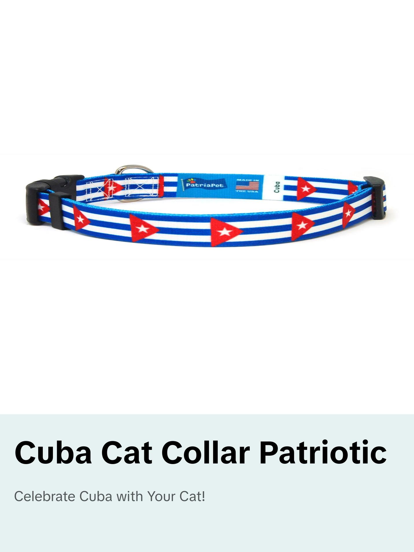 Cat Collar with Cuba Flag | Great For National Holidays, Festivals, Parades, Sporting Events, Pride Events