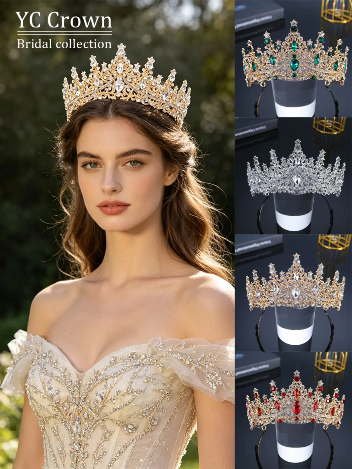 Crown for Women Elegant Crown Design Crystal Princess Tiaras Rhinestone Queen Headband Wedding Bridal Hair Accessories Birthday Prom Pageant Party Coming of Age Ceremony Photo Props Bridal Hairpiece Bridal Accessory