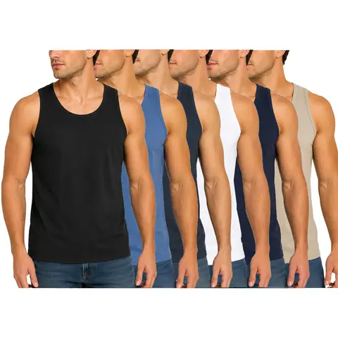 5 Pack Men's Micro Waffle Knit Heavyweight Sleeveless Tank Top (S-3XL)