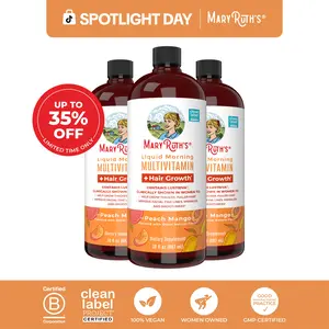 MaryRuth's Liquid Multivitamin +  Hair Growth - Clinically Tested Lustriva for Thicker Hair in Women - Improve Facial Wrinkles - Vegan - 3-Pack, 30 Oz