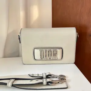 Pre-owned Dior leather Crossbody Bags white evolution calfskin silver logo crossbody bag