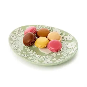 Easter Whimsy Bunny Relief Pattern Egg Shape Plate