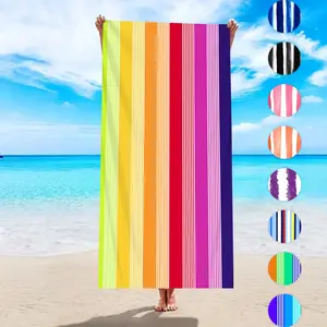 Colorful Striped Pattern Beach Towel, Soft Comfortable Absorbent Towel, Quick Drying Absorbent Beach Towel for Outdoor Sports, Swimming, Yoga, Camping, Shower, Bath Towel, Beachtowel