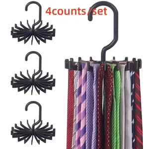 Set of 4 Multi-Functional Hooks, Tie Rack, Belt Hanger, Closet Organizer, Storage for Scarves, Hats, Ties, Home Organization Essentials