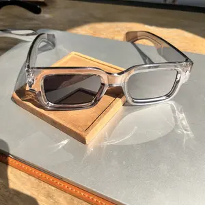 2026 Y2K Retro Square Sunglasses Women Men, Trendy Two-Tone Clear & Black Frame, Vintage Small Rectangle Sun Glasses for Summer Streetwear ️