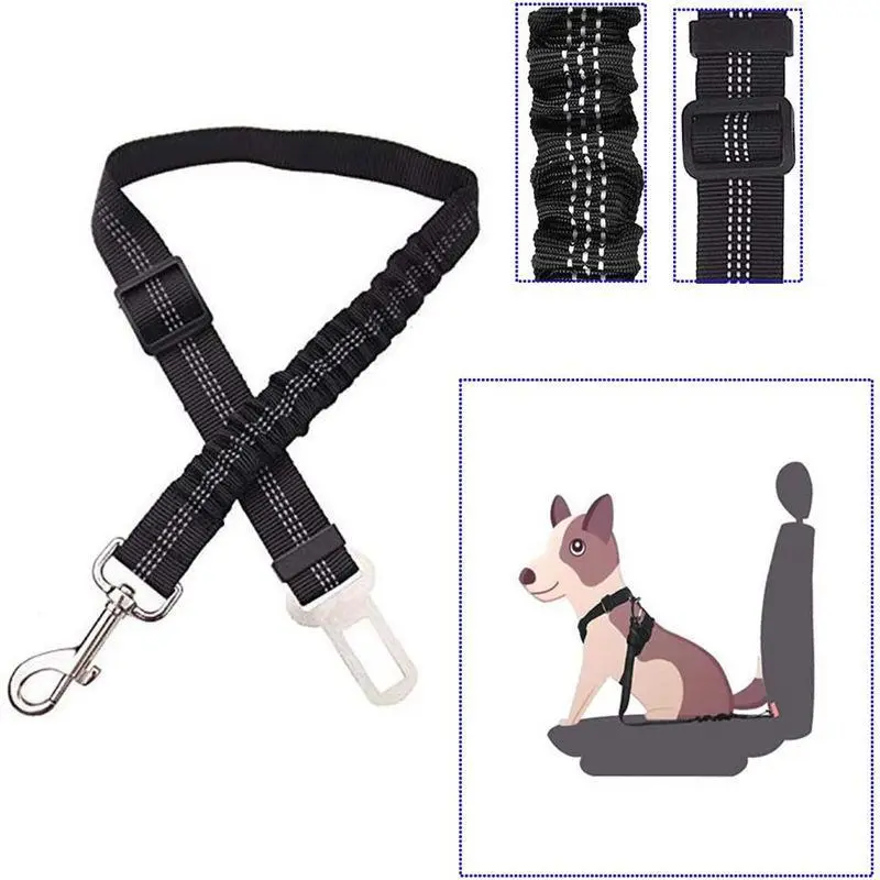 ​2PCS Dog Car Seat Belt for Small Medium Dogs & Cats, Heavy-Duty Nylon Pet Vehicle Safety Harness with Elastic Shock Absorber for Travel, Anti-Crash Leash with Metal Buckle for Car Backseat (Black)​