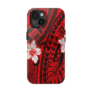Samoan Floral Tough Phone Case, Durable Samoan Phone Cover, Beach Vibe Tech Accessory, Stylish Gift for Summer