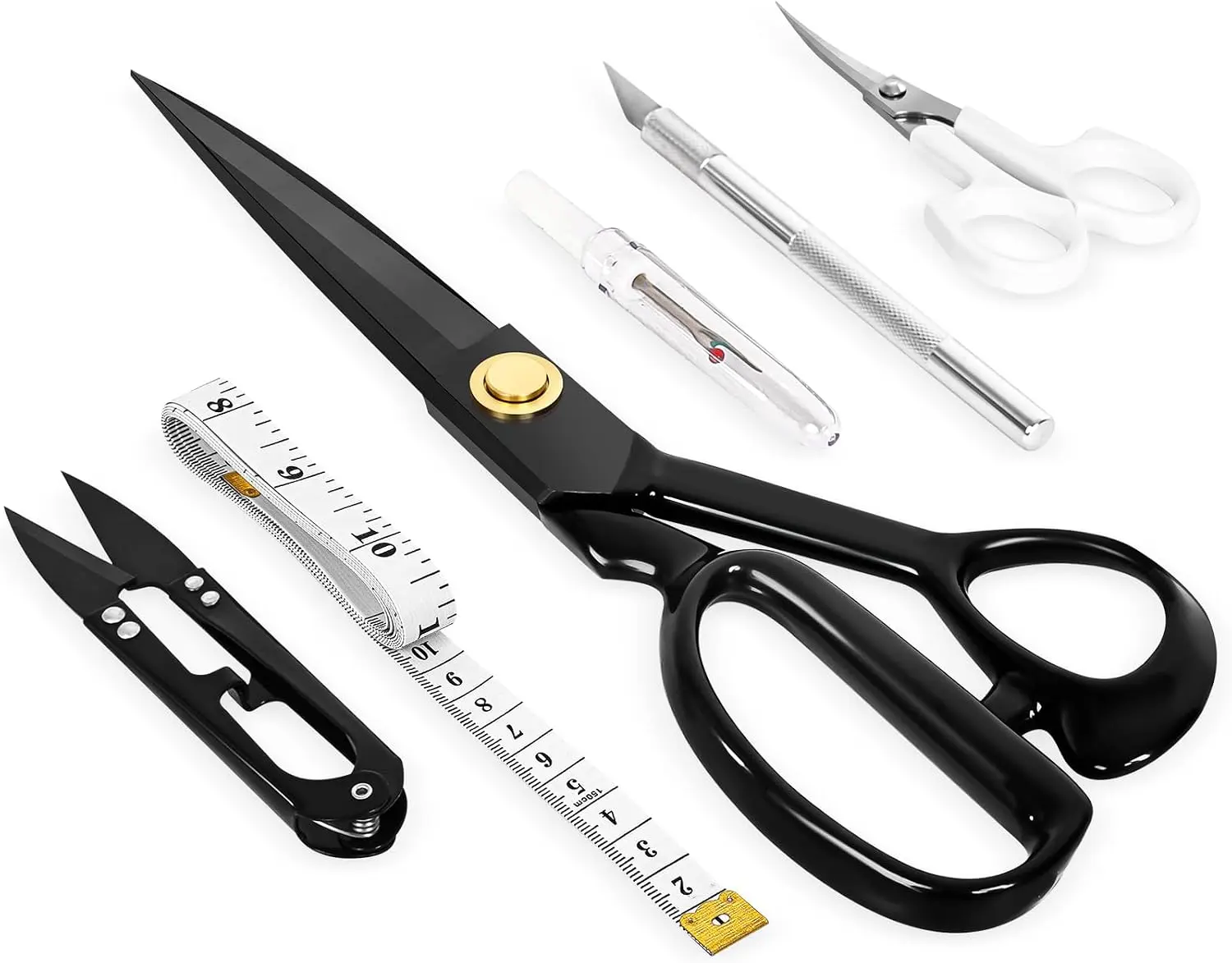 6-Pack 9-Inch Professional Tailor Scissors Set – Heavy-Duty Sharp Fabric Shears, Multi-Color Stainless Steel Sewing Scissors for Fabric, Leather, Crafts, Office, Artists (Bulk Pack)