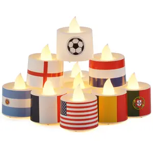 2026 Summer Soccer Cup DIY Flameless Candle Kit – 48 Tea Lights + 60 Flag Stickers + 40 Soccer Stickers – Perfect for Match Day Parties & Game Night Decor #Summervibes