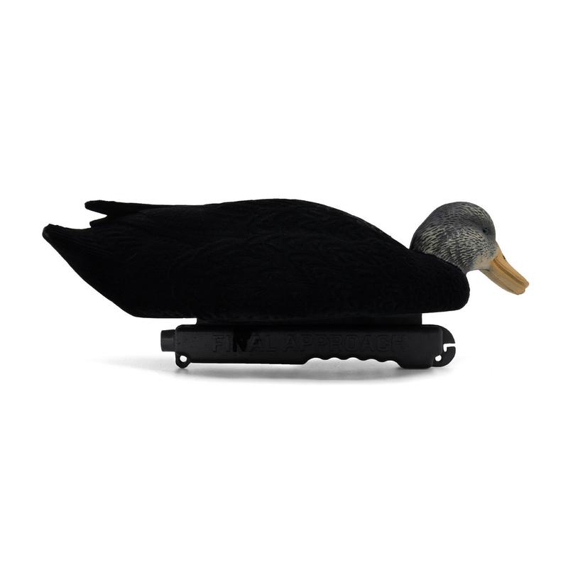Final Approach LIVE Flocked Black Duck Decoys, 6 Pack