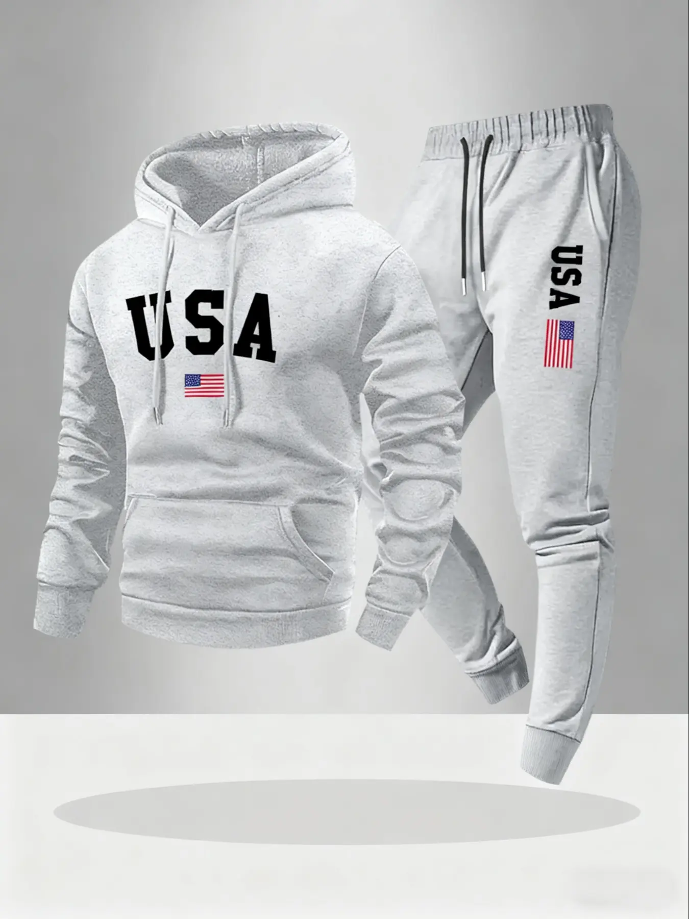 Men's Hooded Sweatshirt Set 2-Piece Letter Print Casual Sportswear Athleisure Set, Drawstring Pants, Loose-Fitting Fall & Winter, Streetwear Tracksuit Set, Hoodie Sweatpants Set, Casual Tracksuits, Athleisure Tracksuit Sets