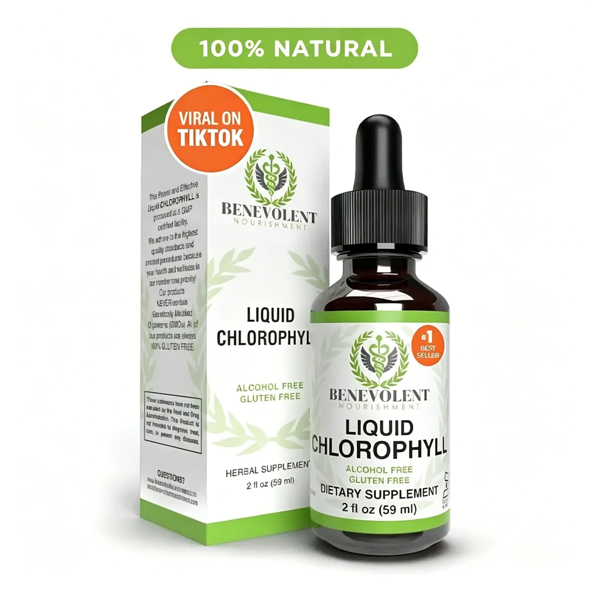 Natural Liquid Chlorophyll Drops Health Supplement Body Detox Fresh Breath Support Gut Liver Health