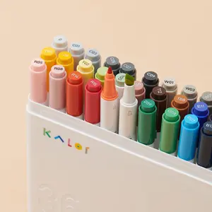 Kaco KALOR 36 Pcs Colorful Marker Set, Dual Chisel & Felt Tips Oil-based Art Markers, 36 Vibrant Colors Set for Drawing Writing Painting