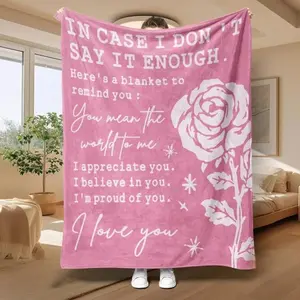 Rose Pattern Soft Flannel Throw Blanket - Premium Flannel Material Warm Nap for Air Conditioned Room Home Office Outdoor Camping Bedroom Sofa Living Room Travel Mother's Day Valentine's Day Birthday Christmas Gift