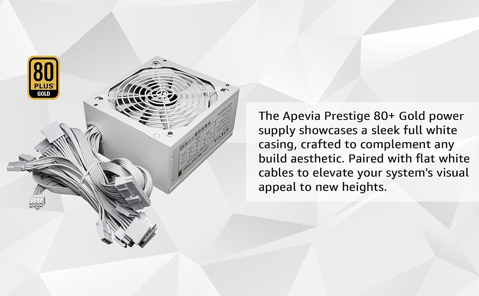 ATX-PR600W-WH Prestige 600W 80+ Gold Certified, RoHS Compliance, Active PFC ATX Gaming Power Supply White ATX-PR600W-WH Prestige 600W 80+ Gold Certified, RoHS Compliance, Active PFC ATX Gaming Power Supply White