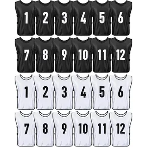 24 count  Pinnies Soccer Scrimmage Practice Vests Numbered Soccer Team Pennies with Belt for Adult