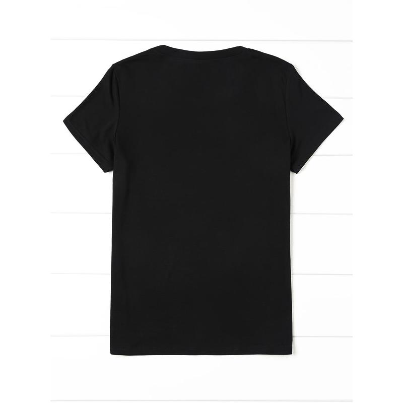 Casual Crew Neck T-Shirt with Tupac Graphic, 100% Polyester, Regular Fit, All-Season Women'S Tee with Print Design