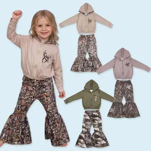 Camo deer top matching pants girls hunting season outfit