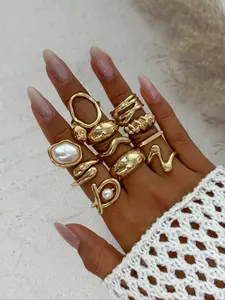 Bohemian Geometric Irregular Twisted Light Smooth Rings Set, Stacking Ring Set, Dainty Stacking Rings, Stackable Rings, Luxurious Daily Party Jewelry Gift for Women, Versatile Ladies' Accessories
