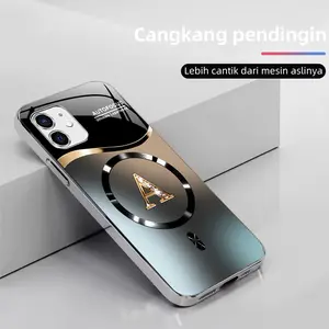 Suitable for [iPhone 12 Mini] high-end MagSafe phone case，The Latest Electroplated Glass Phone Cases—Choose from 26 Different Letters.YM99