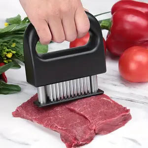 1pc 48-Needle Stainless Steel Meat Tenderizer Kitchen Tool Style Sharp Stainless Steel Needles + Non-Slip Handle + Easy Clean for Steak Tenderizing / Marinating / Family BBQ Cooking Utensils