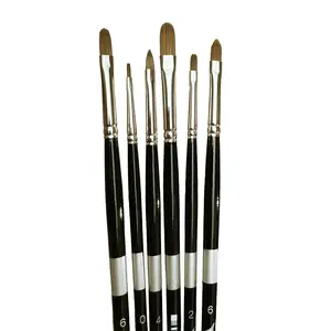 Set Kuas Trekell Sienna - Bulu Sintetis Merah Sable, Pegangan Panjang untuk Minyak, Cat Air, dan Lukisan Akrilik