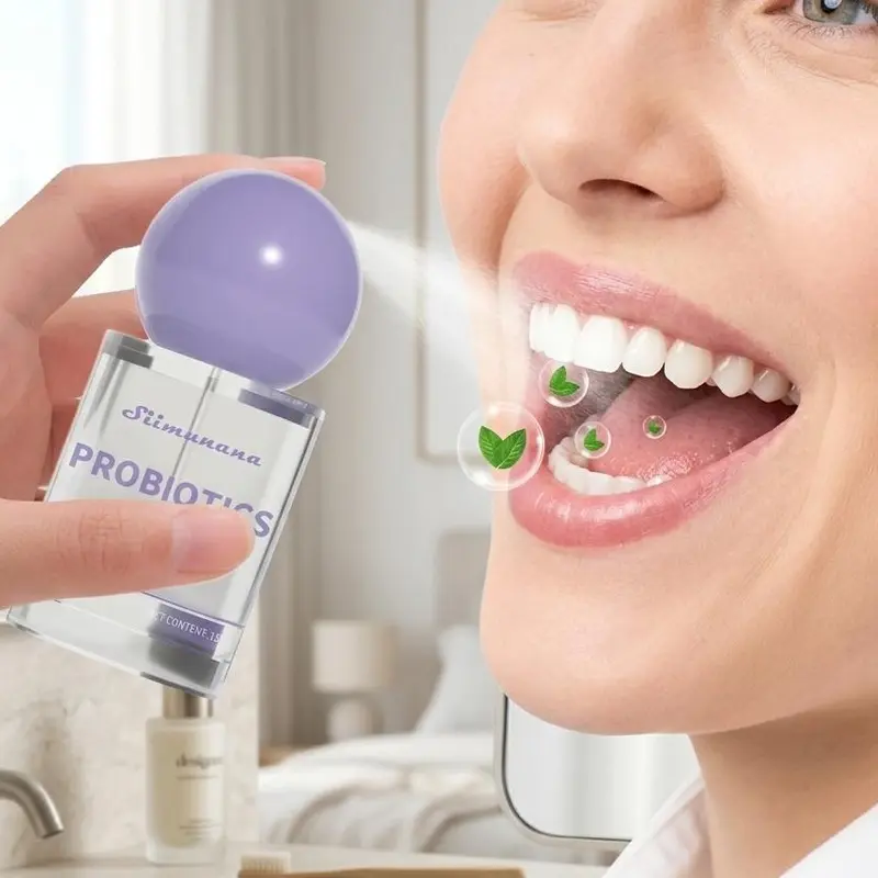 Plant-Based Patented Probiotic Mouth Spray - Alcohol-Free, Sugar-Free White Peach Mint-Infused Oral Formula, 15ml Travel-Size Bottle, Non-Medical for Adults, Instant Spray Fresh, Long-Lasting Cool Probiotic, Gum Health Support, Daily/Dating Use