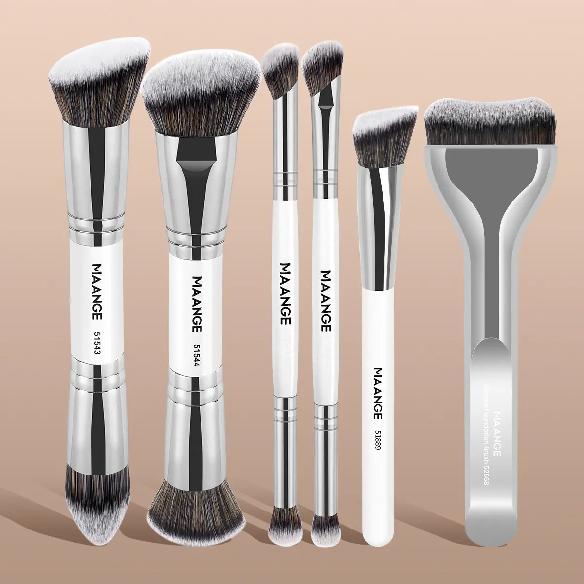 Maange 6-Piece Makeup Brush Set with Foundation Brush, Concealer Brush, Blush Brush, Essential Makeup Tools for Flawless Application, Face Makeup Brushes, Cosmetic Brushes