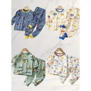 Boys Autumn Long Sleeve Set 4x8 Dinosaur Car Prints Snug Matching Family PJs, Toddler to Teen Outdoor