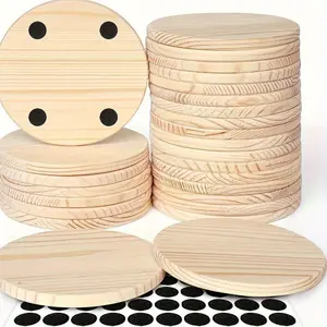 DIY Wooden Coaster Set: 5 Blank Round Coaster with Grip Handle, Perfect for Staining, Painting, and Woodworking Projects