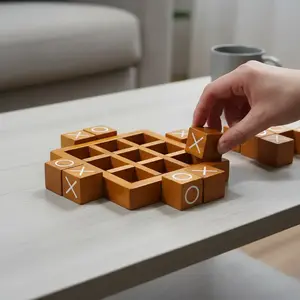 Wooden Tic Tac Toe Game, 1 Set Classic Wooden XO Game, Family Board Games, Family Game Night & Home Decoration, Party Gift for Friends & Family