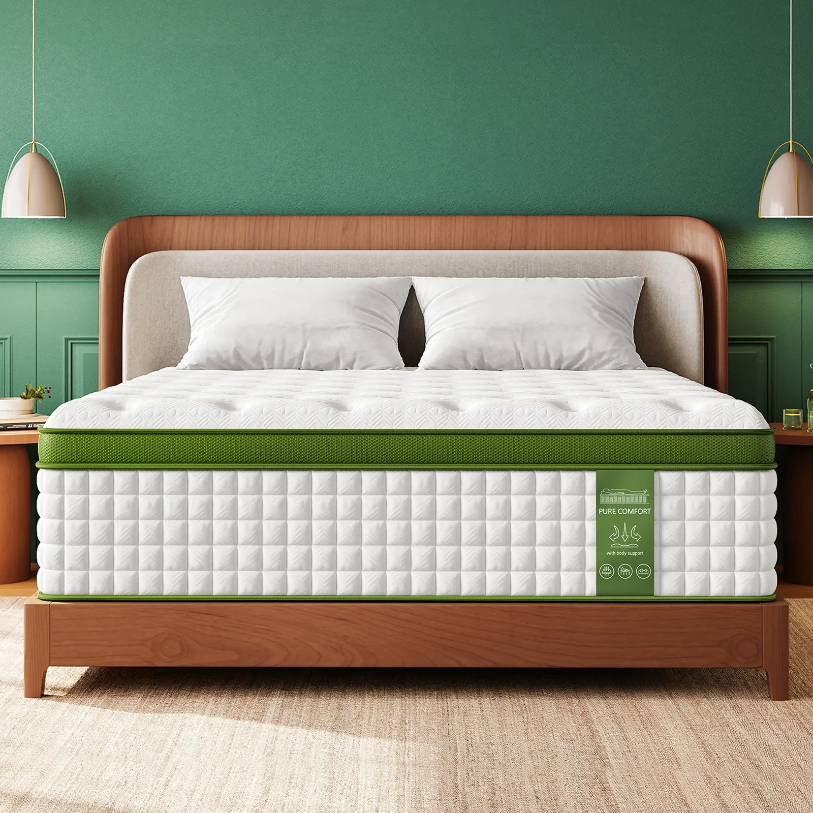 BedStory 14 Inch F/Q/K Hybrid Mattress,Gel Memory Foam & Pocket Spring for Pressure Relief&Motion Isolation,CertiPur-US Certified