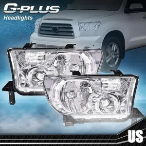 Fit For 07-2013 Toyota Tundra & 08-17 Sequoia Chrome Clear Headlights Head Lamps