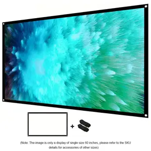 Outdoor fashion foldable home portable projection screen 60-150 inches 16:9 projector specific screen, can be ironed, home theater, outdoor camping, barbecue, swimming pool party suitable for various occasions (with rope)