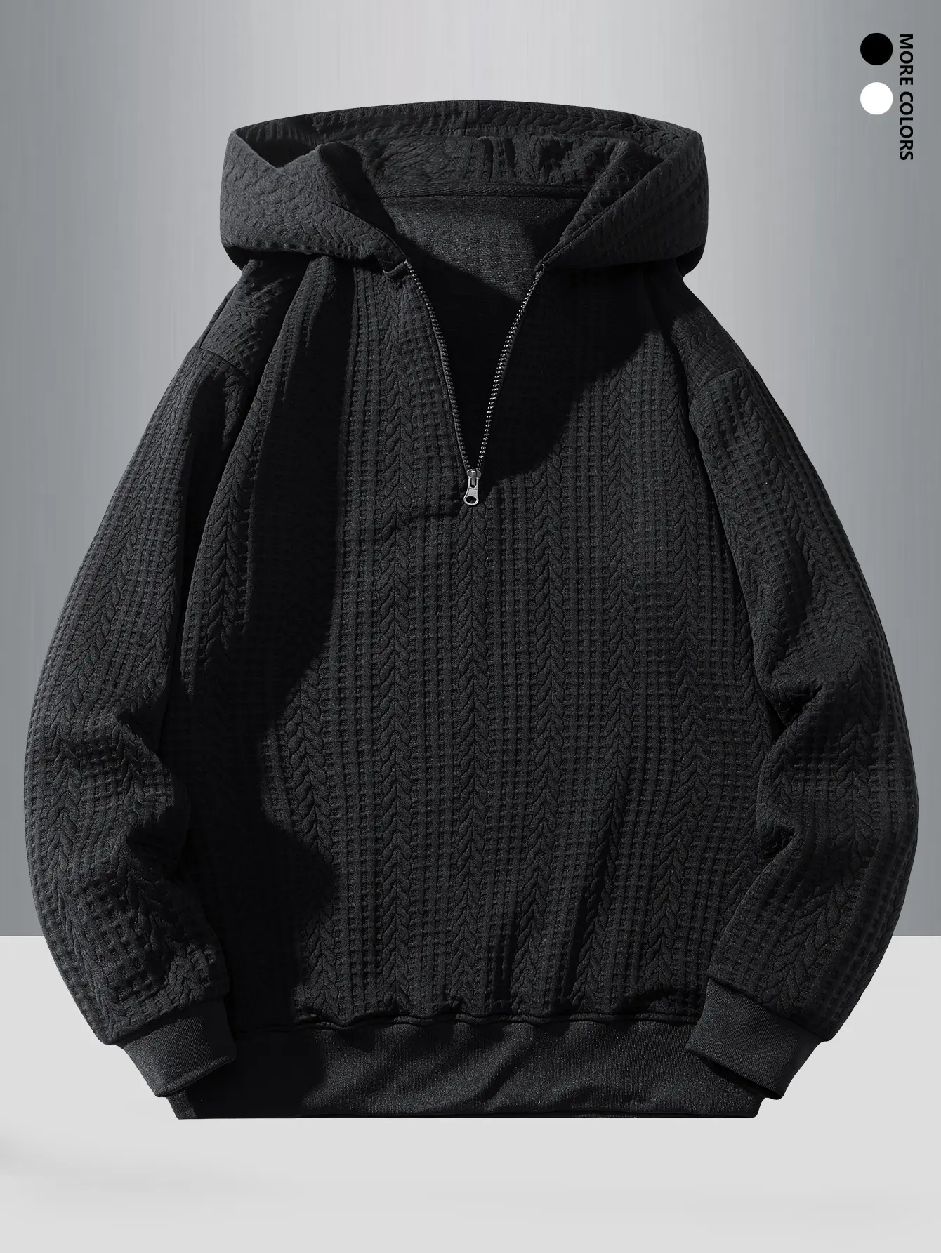 Men's Stylish Velvet Half-Zip Interlock Knit Long Sleeve Plain Hoodie, Wind-Resistant Warm Elastane Thick Fabric Outerwear for Casual Preppy Aesthetic (Male Clothing, Father's Day Gift), Athletic Leisure Men's Hoodies, Chic, Knitting, Zip Up Hoodie