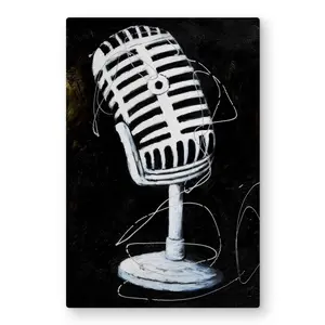 212 MAIN Industrial Aluminium Frame Metal Wall-Mounted Print - 20x30 in, Minimalist Lightweight Music Theme Microphone Artwork, Decor for Living Room Home, Wall-Mounted Prints