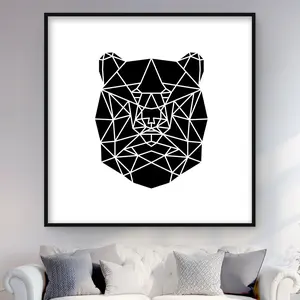 212 MAIN 48x48 in. White Framed Matted Artistic Geometric Animal Head Wall Art Print - Minimalist Modern Abstract Illustration, Home Decor for Rooms, Ideal Home Supplies Gift, Art Illustrations, Decoration