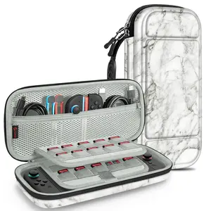 New Upgrade Carrying Case for Nintendo Switch 2 (2025), Shockproof Hard Shell Switch 2 Case, Protective Cover Travel Bag with 19 Game Card & 2 Micro SD Card Slots & Inner Pocket For car storage (marble)